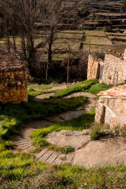 Torres de Arca 'nın manzarası. Castellon 'a giden son Matarranya köyü.