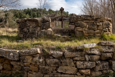 Cretes köyünde eski su çarkları. Mataranya Bölümü. Teruel bölgesi.