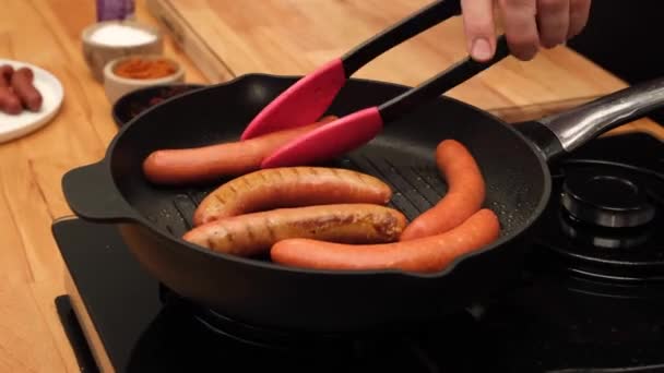 Close Shot Sausages Grill Merguez — ストック動画