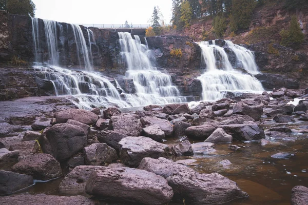 Middle Falls Gooseberry Falls State Park Longa Exposição Durante Dia — Fotografia de Stock