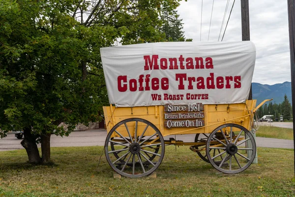 Kalispell Montana Augustus 2021 Unqiue Huifkarretje Voor Montana Coffee Traders — Stockfoto