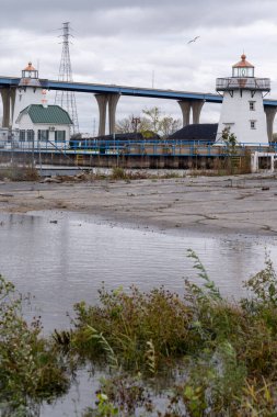 Green Bay Wisconsin, Michigan Gölü 'ndeki Grassy Adası Arka Deniz fenerleri.