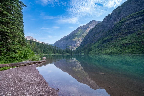 Prachtige Ochtend Reflecties Avalanche Lake Glacier National Park Montana — Stockfoto