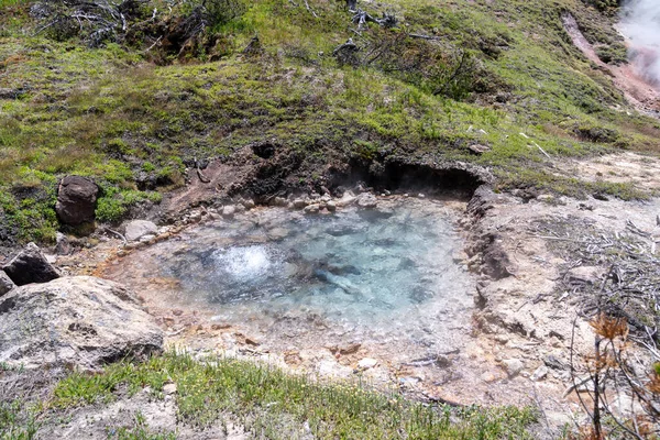 Bubbling Hot Spring Geyser Artists Paint Pots Area Yellowstone National — Stock Photo, Image