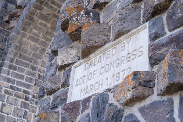 Sign Theodore Roosevelt Arch Yellowstone National Park Created Act Congress — Stock Photo, Image