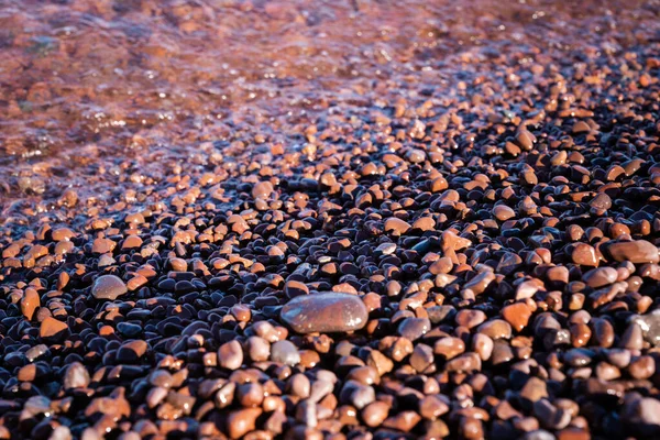 Abstract View Pink Rocks Agates Water Wave Comes Taken Selective — Stock Photo, Image