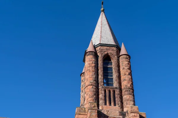 Calumet Michigan October 2021 Steeple Historical Anne Church Church Now — Stockfoto