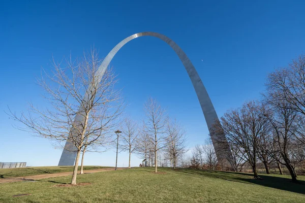 Park Narodowy Gateway Arch Louis Missour Słoneczny Zimowy Dzień — Zdjęcie stockowe