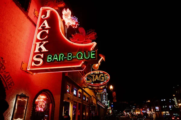 Nashville Tennessee Enero 2022 Letrero Neón Jacks Bar Que Calle — Foto de Stock