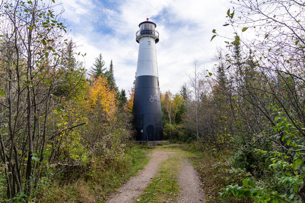 Grand Island Harbor Rear Range Lighthouse, near Munising Michigan, in the fall