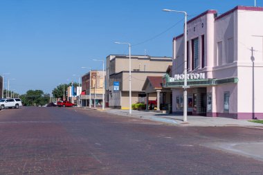 Norton, Kansas - 28 Temmuz 2021 Kansas 'ın küçük bir kasabası olan Norton' un şehir merkezi.