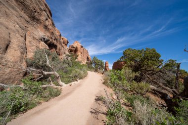 Moab, Utah 'taki Arches Ulusal Parkı' ndaki Şeytanlar Bahçesi patikası.