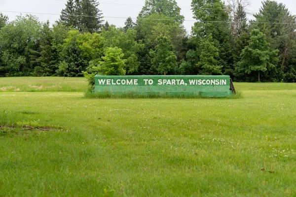 Sign Welcome Sparta Wisconsin Small Midwest Town Stock Image