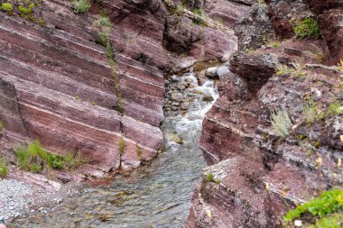 Kanada, Alberta 'daki Waterton Lakes Ulusal Parkı' nda Red Rock Kanyonu