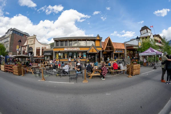 Banff Alberta Canada July 2022 Fisheye View Famous Banff Avenue — Stock Photo, Image