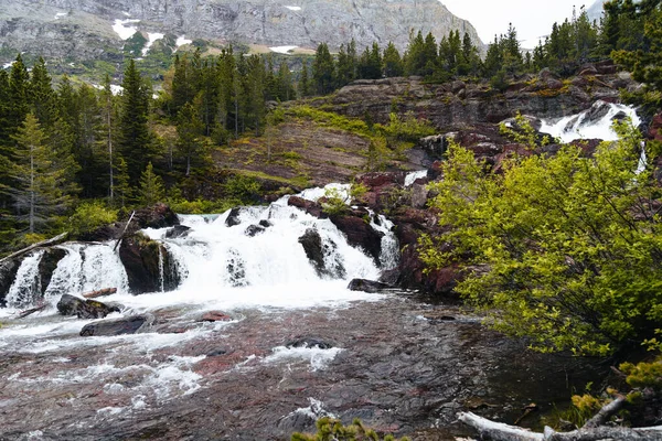 Redrock Falls Swiftcurrent Pass Glacier National Park — Fotografia de Stock