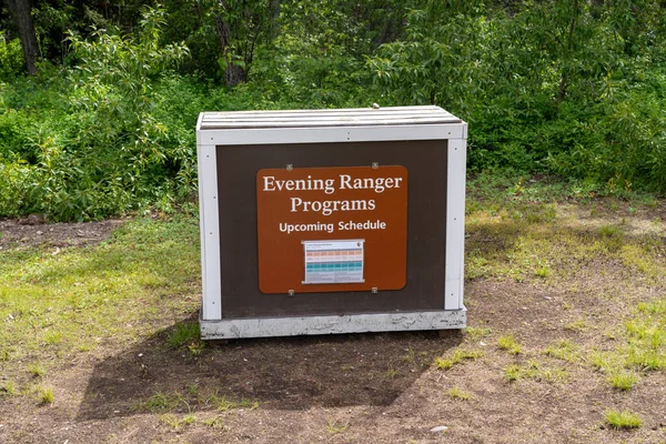 Montana Usa July 2022 Podium Sign Upcoming Evening Ranger Programs Stock Photo