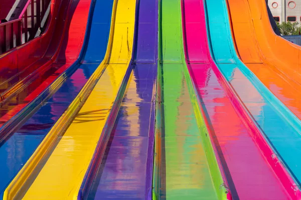 Close Abstract View Large Giant Slide Fairgrounds Rainbow Colors — Fotografia de Stock