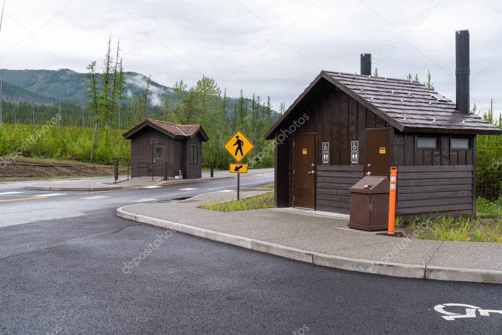 Camas Creek Entrance Station in Glacier National Park, and public restrooms