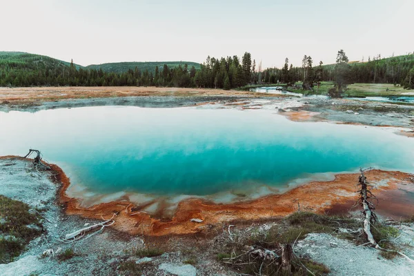 Wall Pool Biscuit Basin Yellowstone National Park Taken Sunset — Foto Stock