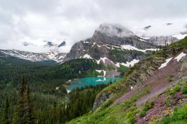 Grinnell Lake, as seen from the Grinnell Glacier trail in Glacier National Park Montana