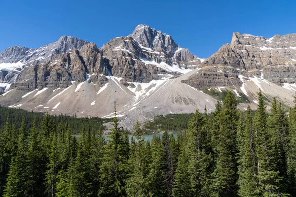 Hegyi Táj Közelében Bow Lake Mentén Icefields Parkway Banff Nemzeti — Stock Fotó