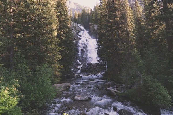 Cascade Hidden Falls Dans Parc National Grand Teton Par Une — Photo