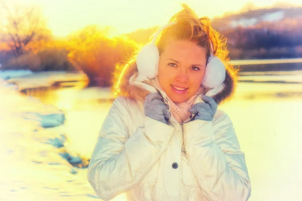 Winter portrait on sunset — Stock Photo, Image