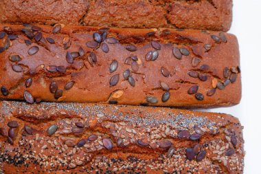 Dietary whole grain bread. Fresh bread is cooled on a special.