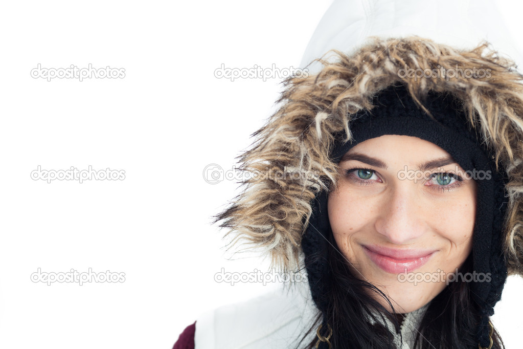 Portrait of Beautiful Girl in winter suit