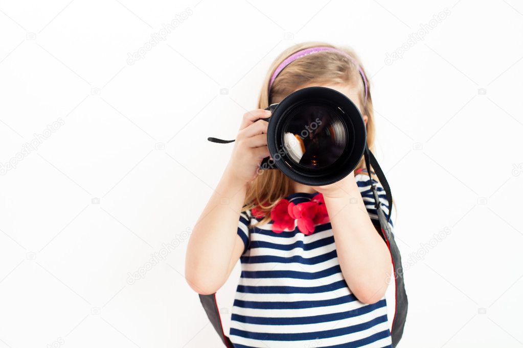 Girl holding Camera and taking photo