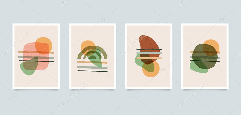 Modern aesthetic minimalist abstract illustrations. Contemporary composition wall decor art posters collection.