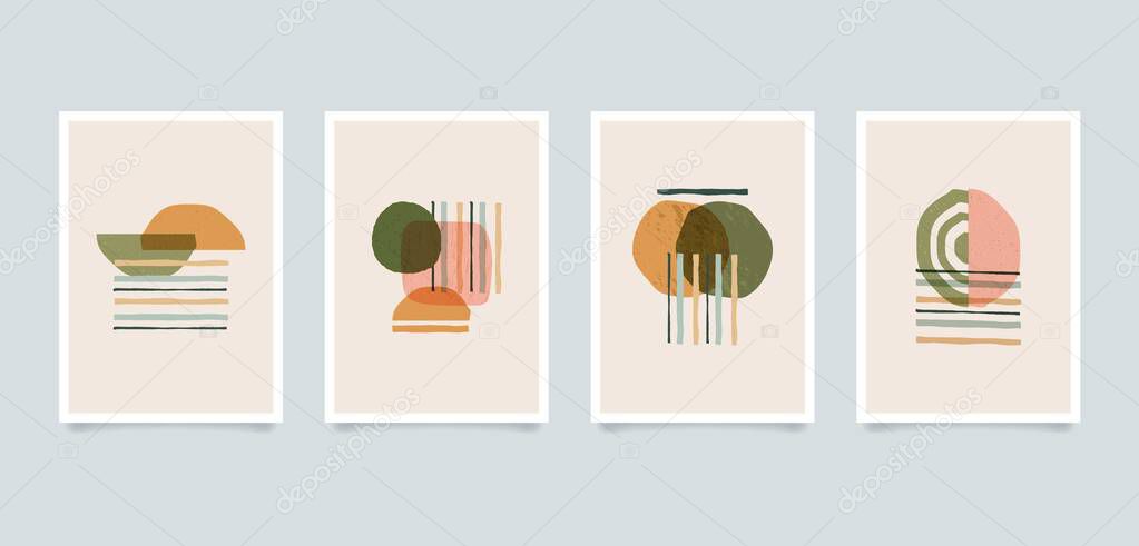 Modern aesthetic minimalist abstract illustrations. Contemporary composition wall decor art posters collection.