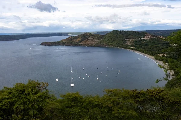 Pittoreska Vik Med Båt Stillahavskusten Costa Rica — Stockfoto