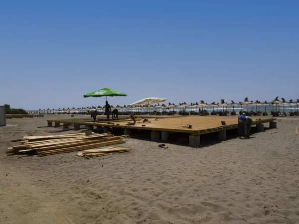 Simple Construction Foundations Restaurant Beach Albania — Foto de Stock