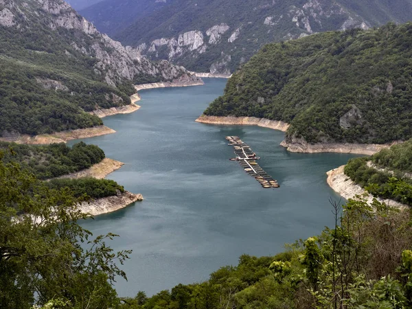 View Dam Reservoir Piva River Albania — Foto Stock