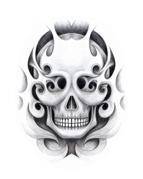 Art Skull Tattoo Hand Drawing Paper — Stock Photo, Image