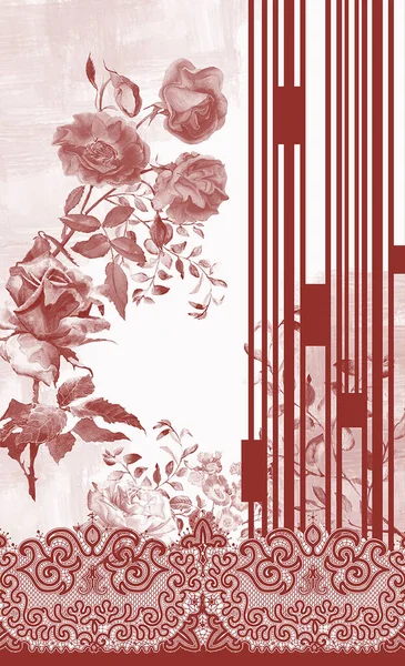 Flowers Pattern Lines Geometric Design — Stock Photo, Image