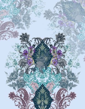 Zarif çiçekler geometrik geçit