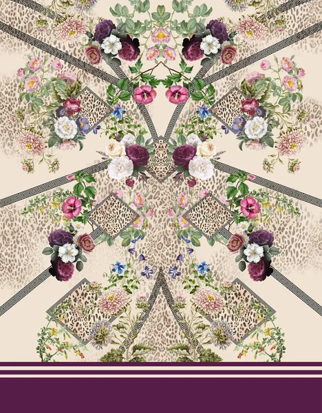 Geometric Pattern Bouquet Watercolor Romantic — Stock Photo, Image