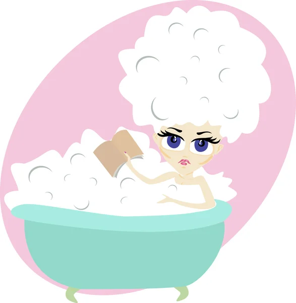 Girl in foam bath — Stock Vector