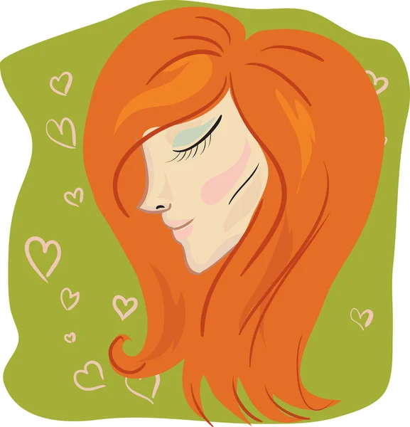 Red-haired beautiful girl. Vector illustration — Stock Vector