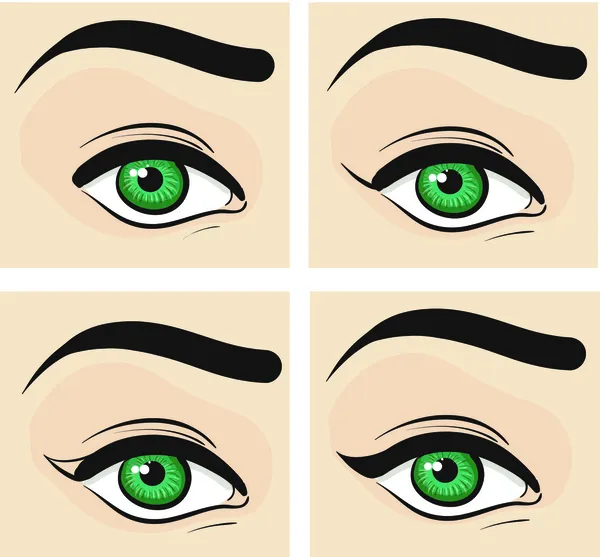 Maquillage des yeux progressif. Des flèches. Illustration vectorielle — Image vectorielle