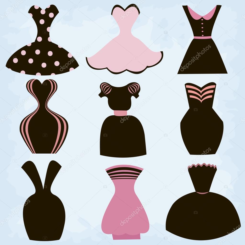 Set of dresses. Sketch. Clothes. Vector Illustration