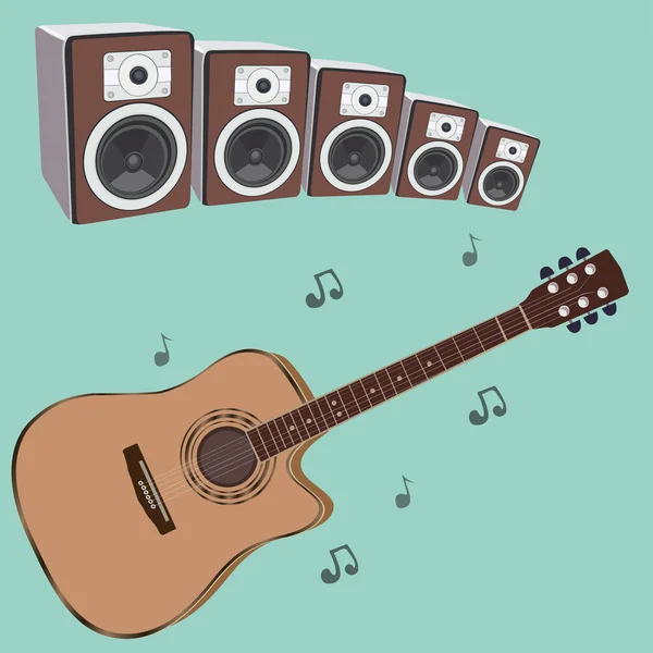 Guitarra. Instrumento musical. Subwoofer. vetor — Vetor de Stock