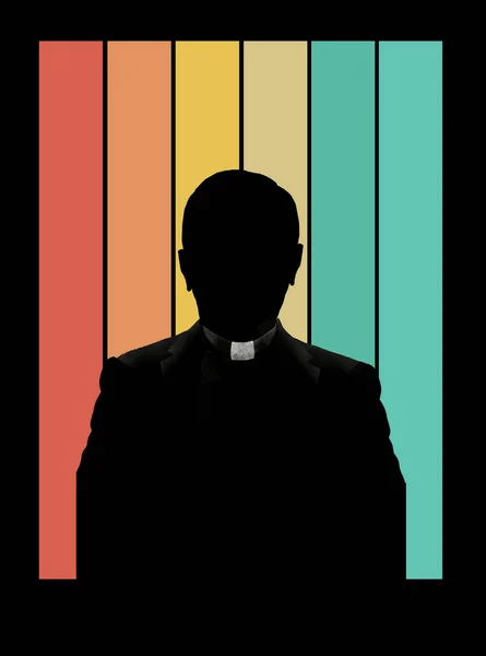 Renkli Çizgilerin Arka Planında Siluetli Bir Roma Katolik Rahibi Görülüyor — Stok fotoğraf