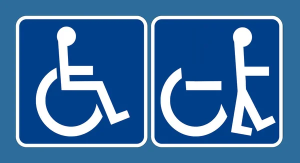 Wheelchair Sign Seen Next Similar Sign Person Walking Out Chair — Fotografia de Stock