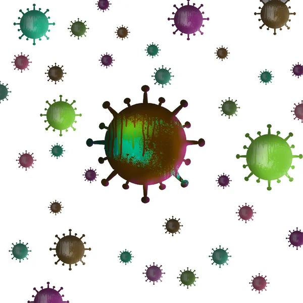 Colorful Versions Coronavirus Particles Isolated White Background Illustration — Zdjęcie stockowe