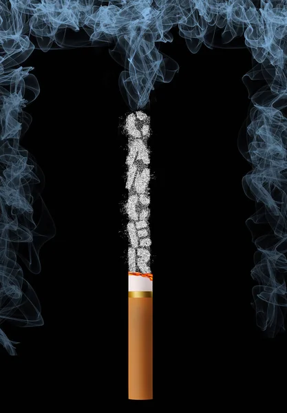 Cinzas Feitiço Cigarro Ardente Palavra Câncer Esta Uma Ilustração — Fotografia de Stock
