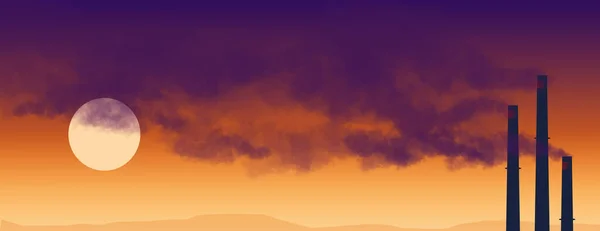 Smoke Steam Industrail Smokestacks Float Sky Sun Late Day Colorful — Stock Photo, Image